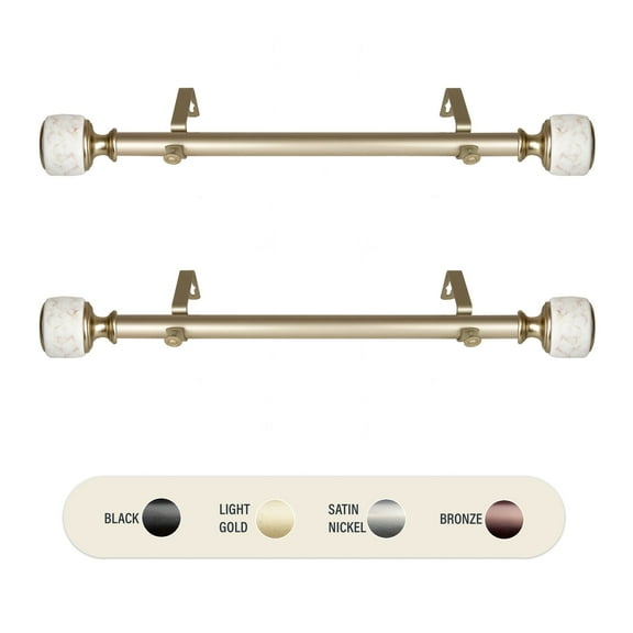 1 inch Vincenzo Side Curtain Rod 12-20" (Set of 2) - Satin Nickel