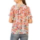 thumbnail image 3 of BLUSA FLORES CON VOLANTES DE INSPIRE CHIC para Mujeres, Manga Corta, Cuello con Volantes, Blusas Casuales 3XL Blanca, 3 of 7