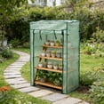 thumbnail image 4 of Portable Mini Greenhouse for Indoor Outdoor Bonsais, Clear Small Grow Tent with Frost Protection, Greenhouse Cover for Herbs Flowers, Winter Garden Shelter for Patio Yard & Balcony Bonsais, Green, 4 of 7