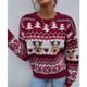 thumbnail image 3 of Suéter de cuello redondo de punto rojo para otoño e invierno, talla S, suéter de mujer con mensaje navideño, 3 of 7