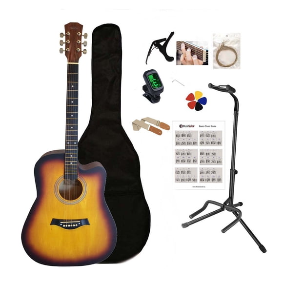 41-Inch Full-Size Sunburst matte finish Acoustic Guitar SPS955 – Smooth Play, Low Action, Stylish Design – Perfect for Beginners, Adults, and Students with Full Package