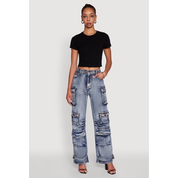 Womens Daisy Mineral Wash Straight Leg Utility Jeans