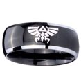 thumbnail image 2 of Tungsten Zelda Skyward Sword Crest 8mm Glossy Black 2 Tone Dome Polished Edges Men Ring, 2 of 2