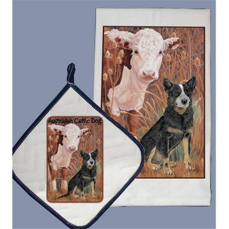 Pipsqueak Productions DP998 Dish Towel and Pot Holder Set - Australian Cattle Dog