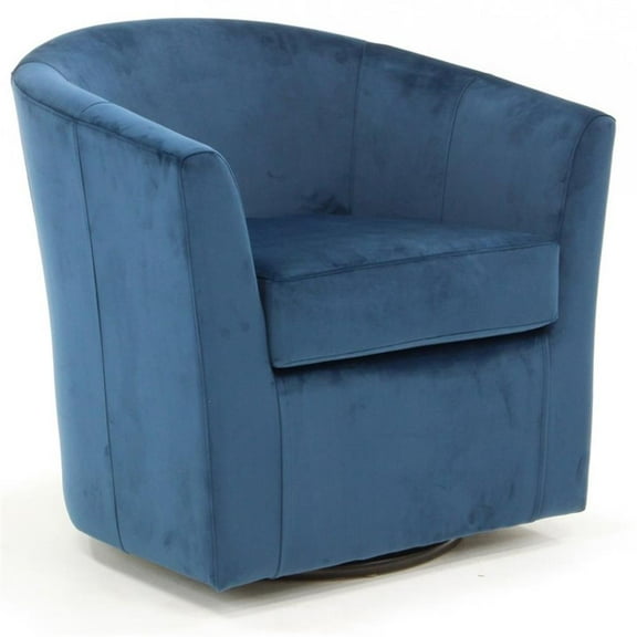 Pemberly Row Traditional Fabric Swivel Club Chair in Blue Finish