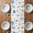 thumbnail image 4 of Blue Brown Coastal Short Table Runner 36 Inches Long,Nautical Summer Beach Sea Turtle Cotton Linen Table Runners Dresser Scarves,Tabletop Scarf Furniture Cover for Home Dinner Party Decor 13"x36", 4 of 8