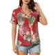 thumbnail image 1 of CAMISAS DE MUJER INSPIRADAS CHIC Hawaianas de Manga Corta con Botones Tropicales Florales M Rojas, 1 of 8