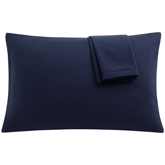 PiccoCasa 2Pcs Microfiber Queen Pillowcases with Zipper Closure, Navy, 20"x30"