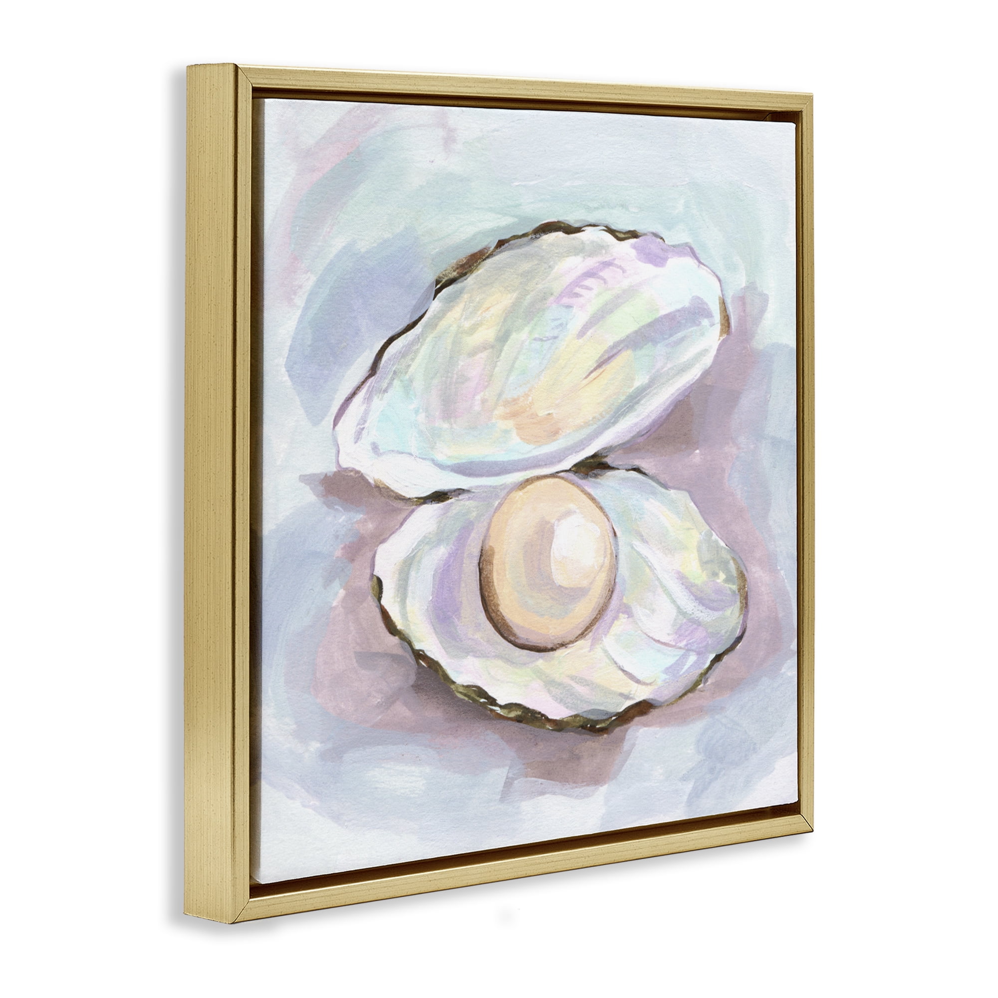Stupell Industries Silent Opal Clam Pearl Gold Framed Floater Canvas Wall Art, design by Melissa Wang