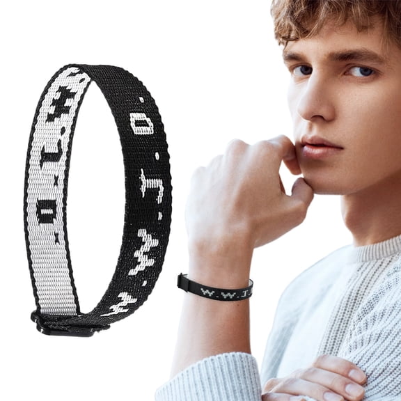 YYKihy W.W.J.D. Monogram Print Wrist Strap Bracelet Webbing Unisex Bracelet Adjustable Bracelet