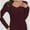 Burgundy, variant on Womens Fall Deep V Neck Long Sleeve Shirts Modal Slim Fit Basic Tee Tops