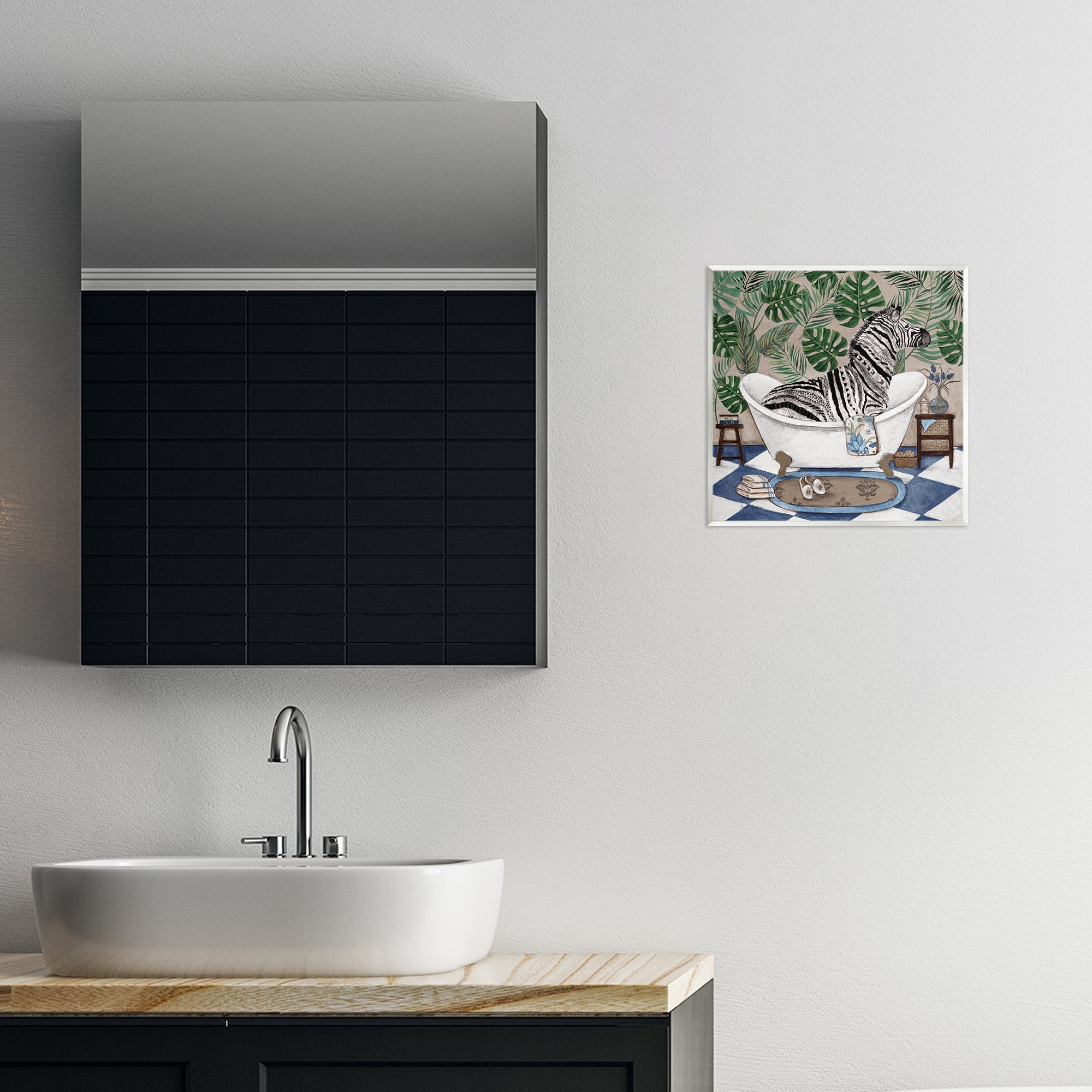 Stupell Industries Zebra in Tropical Bathtub Wall Plaque Art, design by Janet Tava