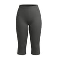 thumbnail image 5 of qolati Plus Size Capris Leggings for Women High Waisted Bowknot Side Slit Yoga Pants Lightweight Workout Running Cropped Pants Dark Gray XXXL, 5 of 9