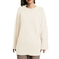 thumbnail image 5 of CENGNIAN No Boundarie Women's Oversized Long Sleeve Sweaters,Crewneck Knitted Pullover Sweater For Ladies,Womens Loose Trendy Outfits Pullover Top,*White,Size Free Size, 5 of 6