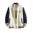 thumbnail image 1 of Men's Baseball Jackets Youth Street Print Men Coats Patchwork Sleeves Jacket With Pockets, 1 of 3