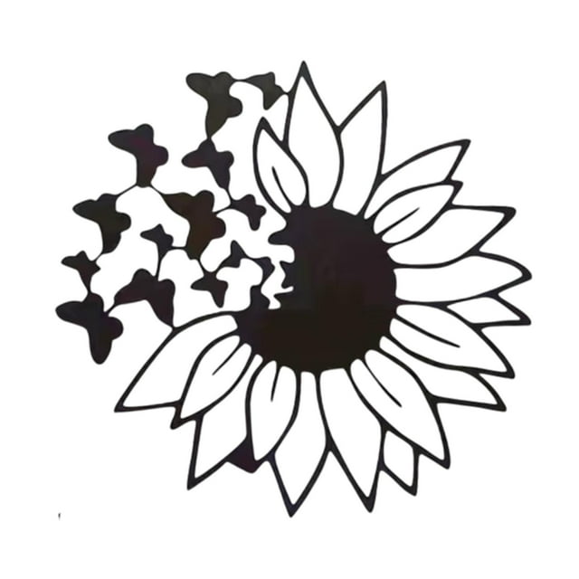 Escultura de girasol para colgar en la pared, decoración decorativa negra creativa para dormitorio, decoración rústica para interiores y exteriores,