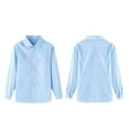 thumbnail image 2 of Splozh Girls Dress Shirts 4-13 Years Boys Long Sleeve Oxford Dress Shirts Casual Button Down Shirts Tops for Boys Girls,Blue,10-11 Years, 2 of 4