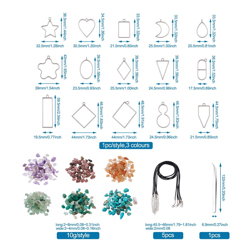 DIY UV/Epoxy Resin Pendant Necklace Making Kits include Alloy Open Back Bezel PendantsWaxed Cord Necklace Making Mixed Color 132x9.6x2mm