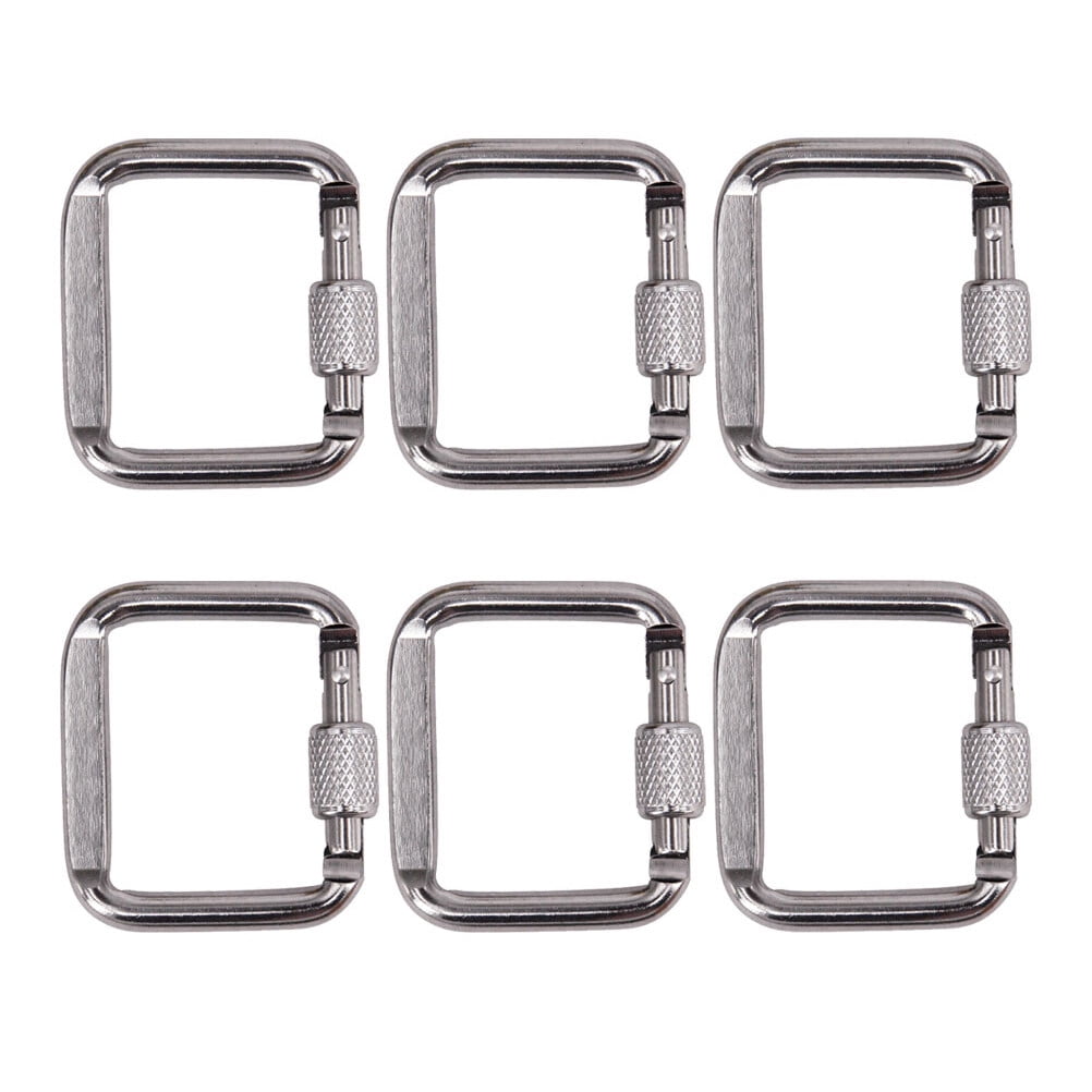 Yardwe 6Pcs Practical Outdoor Buckle Aluminum Carabiners Square Shape for Climbing and Camping