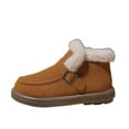 thumbnail image 2 of Winter Warm Snow Boots for Women Faux Furry Lined Ankle Booties Fluffy Buckle Decor Slip On Comfortable Platform Boots Brown Size 7.5, 2 of 5