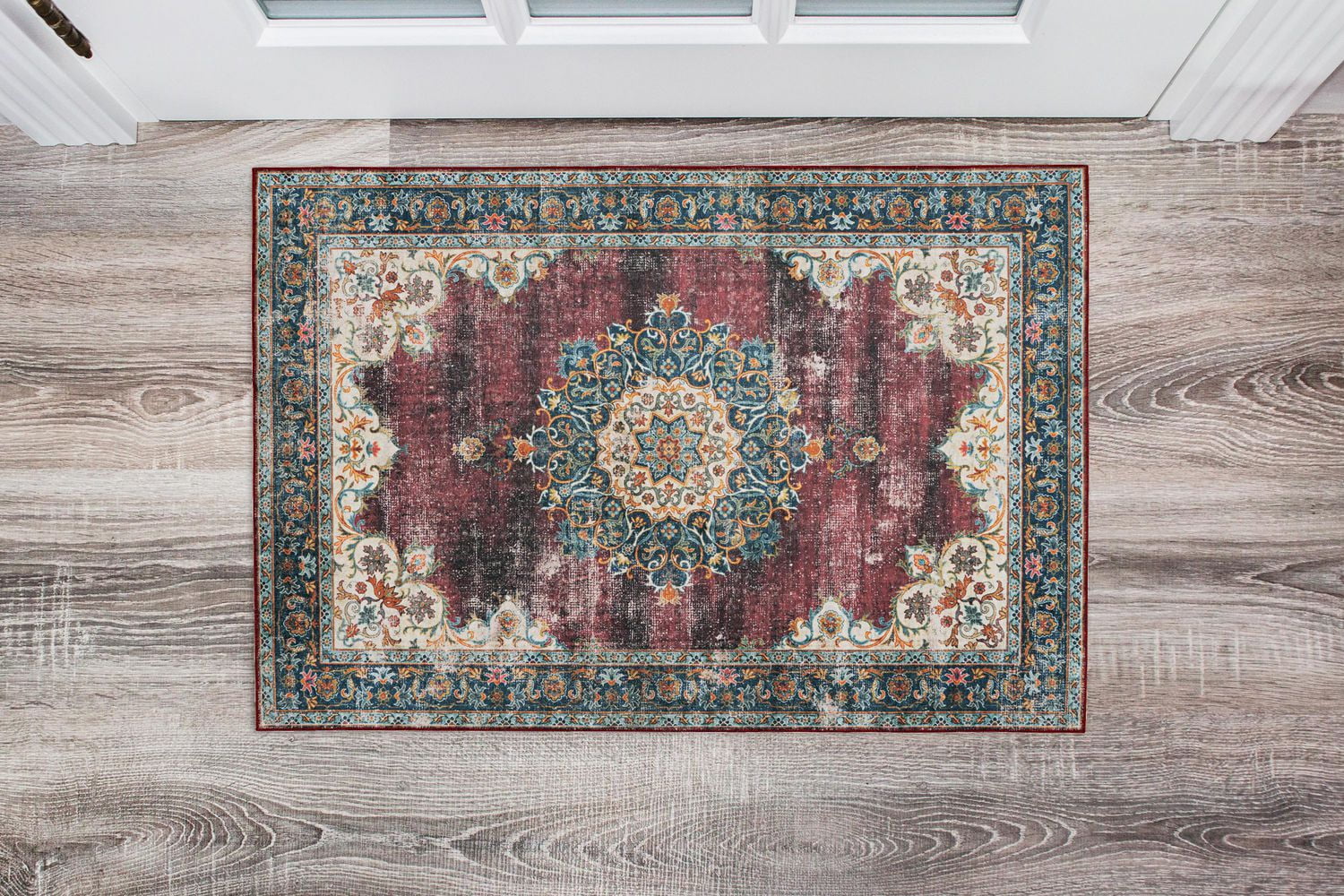 Tapis d'appoint lavable Bryant 2 pi x 3 pi ivoire et bordeaux