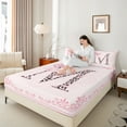 thumbnail image 4 of Castle Fairy Monogrammed Letter 3pcs Twin Sheet Sets,Leopard Print Twin Fitted Sheet,Kawaii Bow Breathable Flat Sheet,Ultra Soft Floral Home Decor, 4 of 7