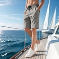 thumbnail image 4 of Men's Drawstring Pockets Elastic Waist Shorts for Casual Beach Gray L, 4 of 9