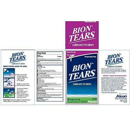 Bion Tears Lubricant Eye Drops Single Use Vials 28 Each (Pack of 5)