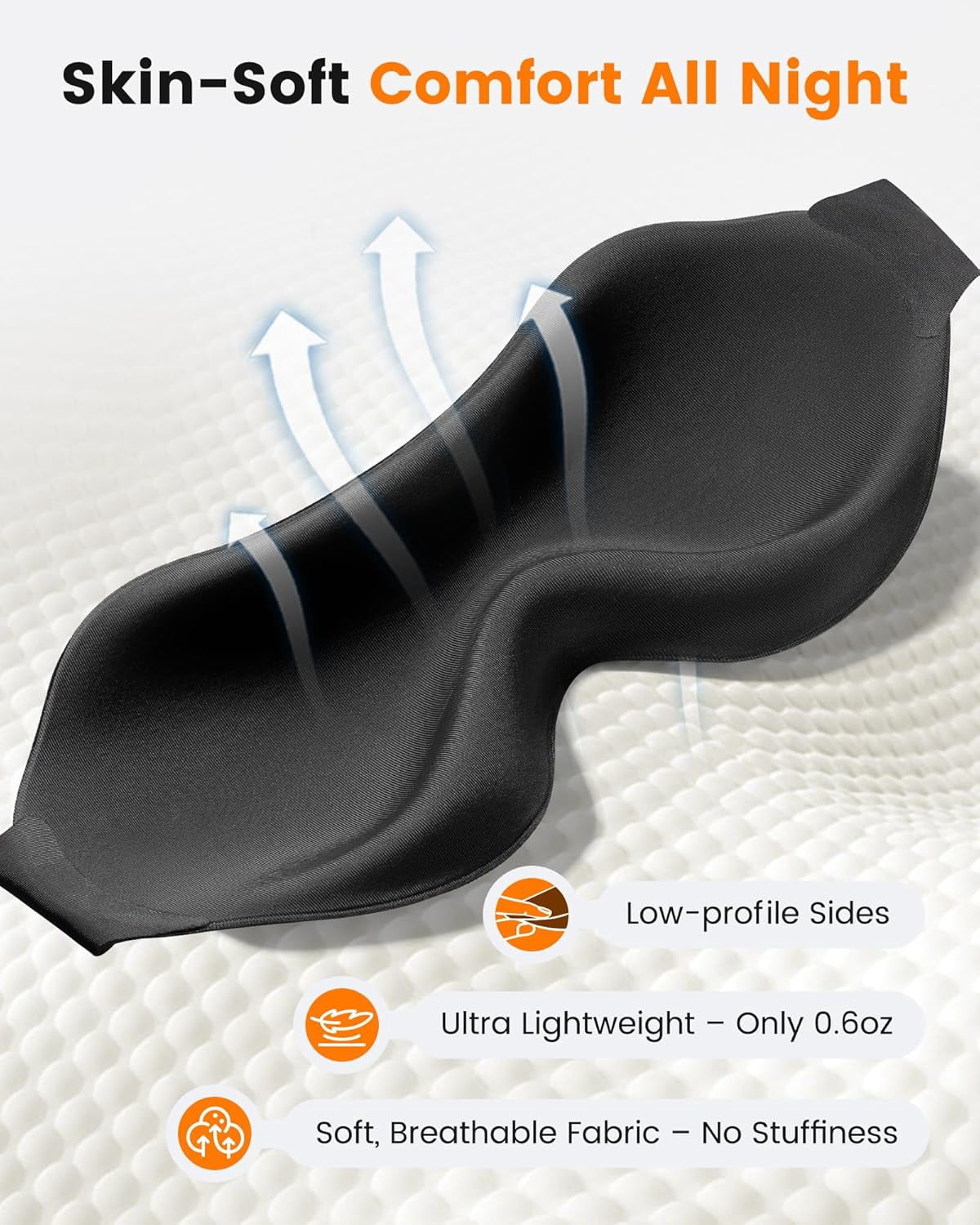 Eye Mask Sleep, Weighted Blackout Mask with Zero Eye Pressure, 3D Contoured Design, Soft Comfortable Fabric, Stable Wraparound Strap for Night Sleep, Travel, Meditation, for Women and Men