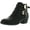 Black, variant on Top Moda CL-14 Women's Buckle Straps Stacked Low Heel Ankle Booties