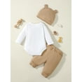 thumbnail image 3 of Kucnuzki 1 Months Newborn Baby Boy Winter Outfits Pants Sets 3 Months Long Sleeve Carton Animals Prints Rompers Elastic Pants Hat 3PCS Set White, 3 of 10