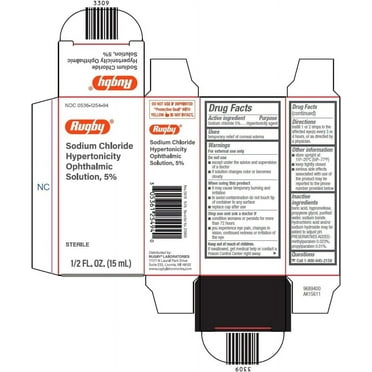 Rugby Sodium Chloride Hypertonicity Ophthalmic Solution 5% - Corneal Edema Relief - 0.5 Fl Oz (2 Pack)
