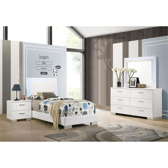 Felicity 4-piece Twin Bedroom Set White High Gloss