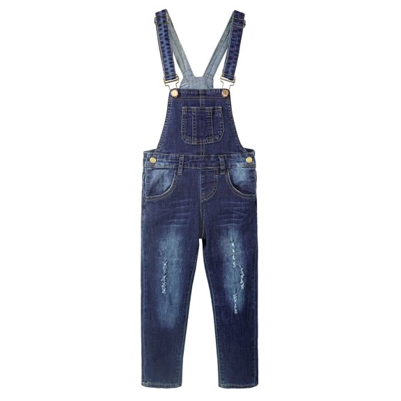 Pantalones Vaqueros Ajustados y Rotos Para Niña y Niño,KIDSCOOL SPACE, Azul Profundo, 6-7 Años