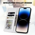 thumbnail image 5 of Cute Cartoon Wallet Phone Case for iPhone 14 Pro Max, with Card Holder Soft PU Leather Kickstand Cover for Men and Women Magnetic Shockproof Protective with Lanyard for iPhone 14 Pro Max, Gray, 5 of 9