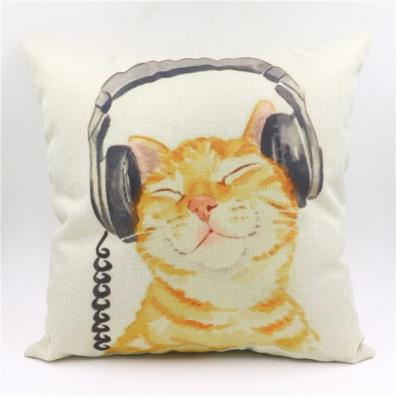 Home Decor Cotton Linen Car Bed Waist Cushion Square Pillow Cover Case Pet Cat 