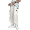 thumbnail image 2 of Pink Season Drawstring Elastic Waistband Big Pockets Men Pants Loose Hip Hop Wide Leg Pants, 2 of 8