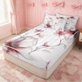 thumbnail image 3 of Erosebridal Watercolor Magnolia Zipper Twin Comforter Sets with Fitted Sheet and 2 Pillowcases for Girls, Red Botanical Floral Zipper Bedding Set, Gray Reversible, 4 Pieces, 3 of 7