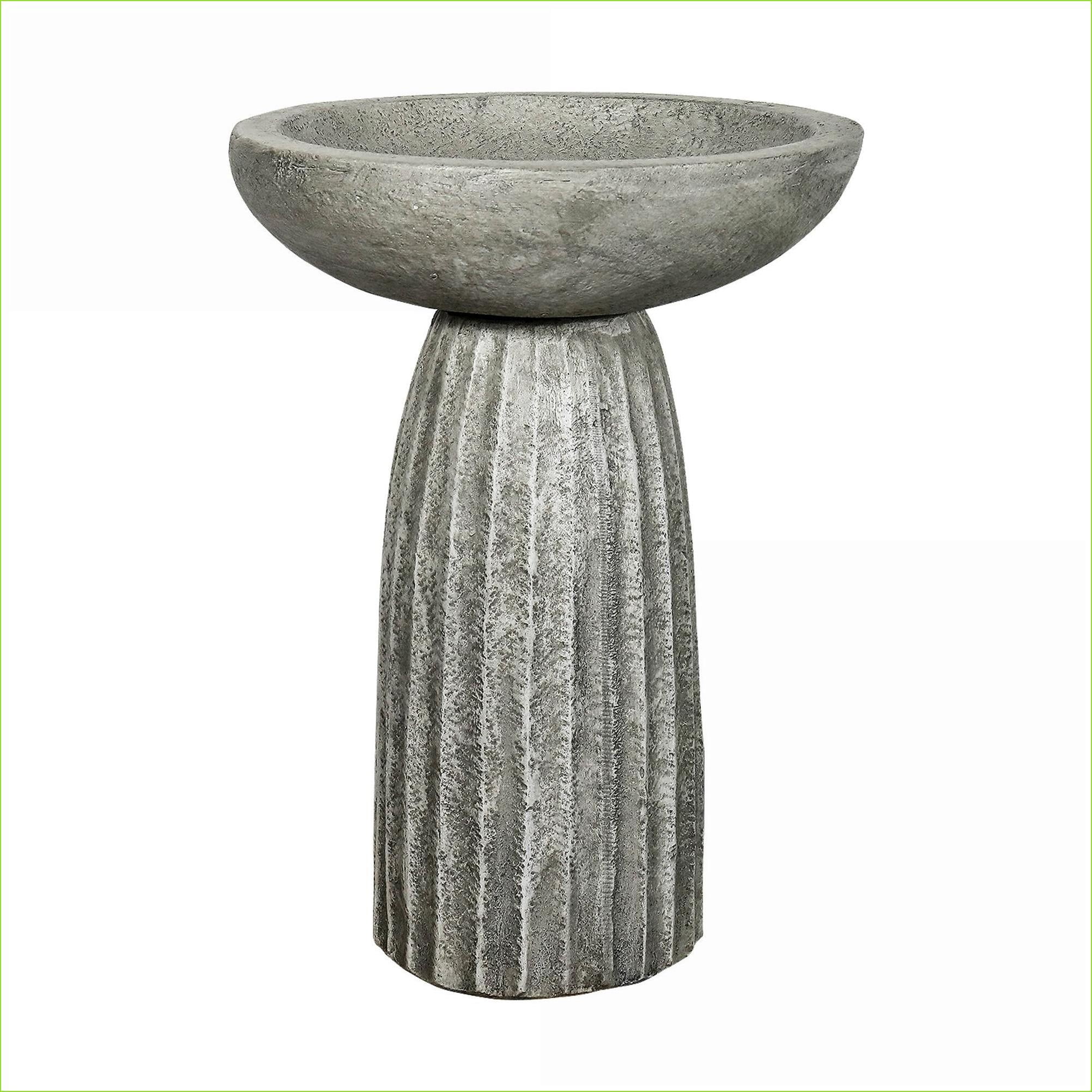 Bird Baths | 24.4" H Weather Resistant Pedestal Bird Bath for Patio Garden | Concrete Cement | Slate Gray