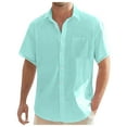 thumbnail image 5 of JLFKNG Mens Shirts Casual Solid Color Shirts Casual Buttons Down Short Sleeve Summer Beach Shirt Tops Breathable Loose Fit Lounge Summer Tops, 5 of 9
