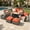 Orange Red, variant on ODELIO 7-Piece All-Weather Willow Outdoor Conversation Set, 55000 BTU Fire Pit Table, Multifunctional Patio Set for Porch, Terrace & Backyard