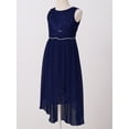 thumbnail image 2 of Aislor Little Girls High Low Lace Wedding Bridesmaid Pageant Party Chiffon Formal Dress 6-16 Navy Blue 14, 2 of 7