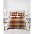 thumbnail image 2 of Quilts Twin Size Bedding Set, Tartan Plaid Lightweight Quilted Comforter, Orange Red Autumn Gingham Vintage Check Soft Reversible Bedspread Coverlet with Pillow Covers for All Season, 68" x 86", 2 of 7