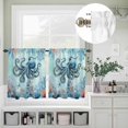 thumbnail image 5 of Kitchen Window Curtains Valance and Tier Set, Ocean Beach Octopus Corals Rod Pocket Tier Curtain Valance Set, Vintage Marine Life Seaweed Light Filtering Cafe Curtains for Bedroom Living Room, 5 of 9