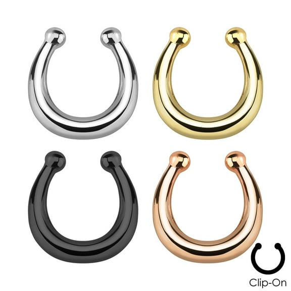 FAKE SEPTUM CLICKER NOSE RING # A Plain (Gold) (B/6/5)