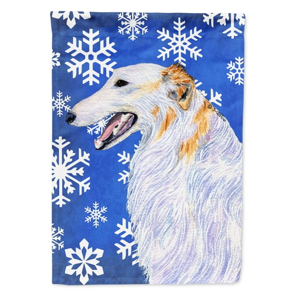 Carolines Treasures SS4613-FLAG-PARENT Borzoi Winter Snowflakes Holiday Flag  multicolor