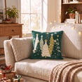 thumbnail image 2 of Sm:)e Green Pine Tree Snowflakes Christmas Throw Pillow Covers 18x18 Inch Set of 2, Soft Plush Faux Fur 3D Embroidered Decorative Cushion Covers for Sofa Home Decor, 2 of 7