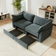 thumbnail image 3 of 2 Seater Sectional Sofa with Storage - Gray Living Room Couch, Corduroy-like Chenille Fabric, Crescent Wraparound Design - Compact 2-Person Sofa for Small Spaces, 3 of 13