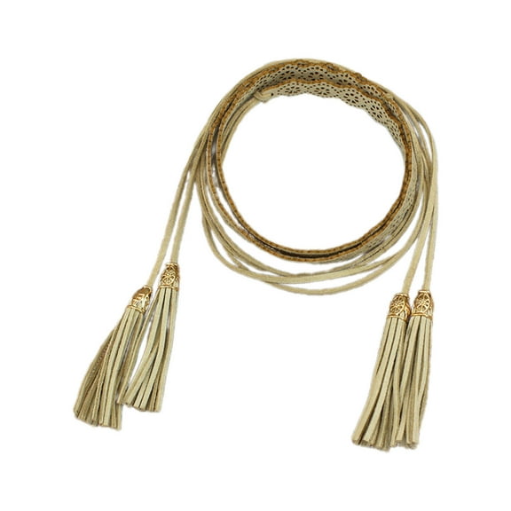 AUQ Belt,Ethnic Style Unique Design Belts for Women,Exquisite Knot Tie Straps Tassel Detail Decoration Western Outfit for Women,67In