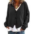 thumbnail image 1 of Womens Sweater Knitted Casual V-neck Solid Color Cardigan Sweater, 1 of 4